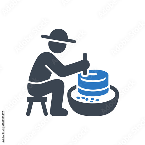 Farmer Grinding Grain icon