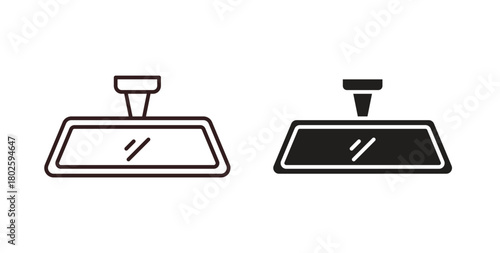 Rear mirror icon concept. Glyph vector illustration isolated. Simple solid style.
