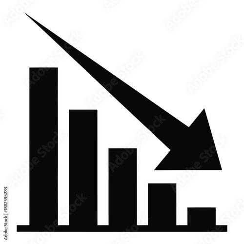Falling bar graph icon symbolizing financial decline and economic recession.