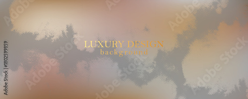 Elegant marble, stone texture. Watercolor, ink vector background with beige, pink, grey, gold colors. Halftone, foggy, luxury soft gradient backdrop. Chic wall art design.