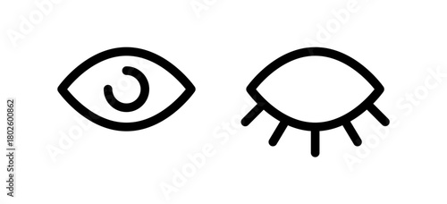 Privacy and visibility icon. Password show and hide symbol