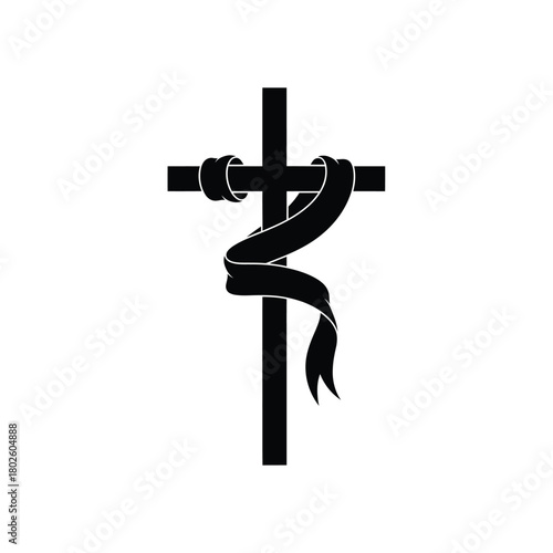 Cross with ribbon silhouette