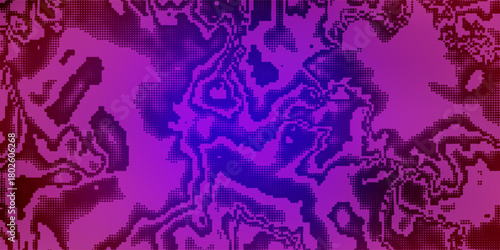 Polka dot purple violet gradient halftone pattern. Half tone background. Modern vector illustration. Black points backdrop. Bright colors dotted spotted panoramic pattern. Web banner template