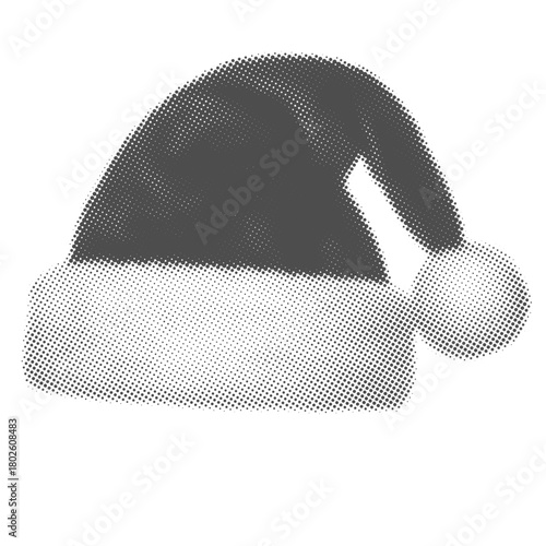 Santa's hat in retro halftone style,trendy collage element