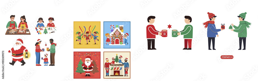 Fototapeta premium Christmas and Holiday Season Celebrations with People and Festive Elements.