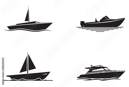 Vector illstration of simple boat icon. Flat design. Isolated.
