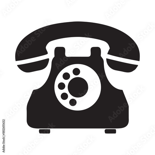 Black antique rotary telephone vector illustration for vintage communication icon