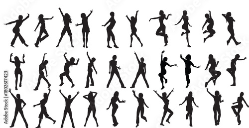 set of party women silhouettes