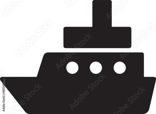 Isolated black icon of a modern ship with windows on a white background