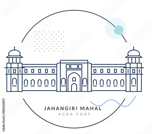 Jahangiri Mahal - Agra Fort - Stock Illustration