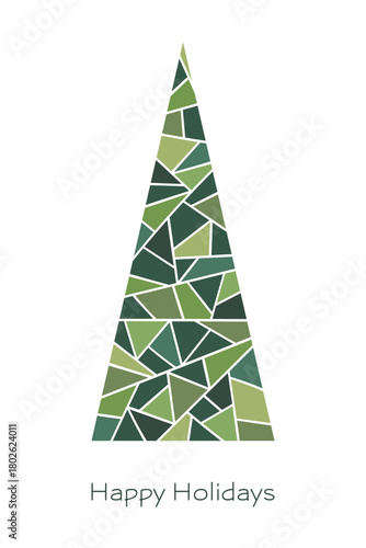 Happy Holidays - Schriftzug in englischer Sprache - Schöne Feiertage. Moderne Karte mit einem Tannenbaum.