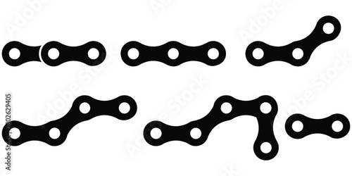 Bicycle Chain Link Icon Set – Cycling Mechanics, Speed Motion & Editable Stroke 
Vector Design