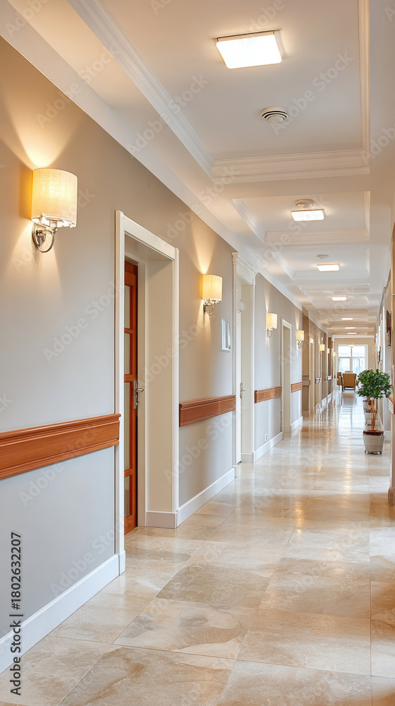 Fototapeta premium Modern corridor with elegant lighting and decor