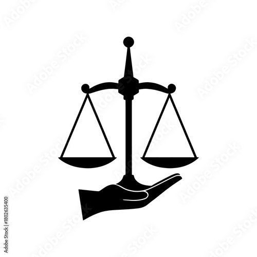 Scales of justice held by hand Vector