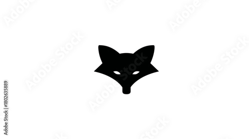 Minimalist Black Fox Head Silhouette Icon on White Background - Elegant Animal Symbol for Design and Branding