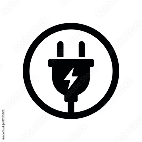 An electrical plug icon with a lightning bolt signifies power and energy.