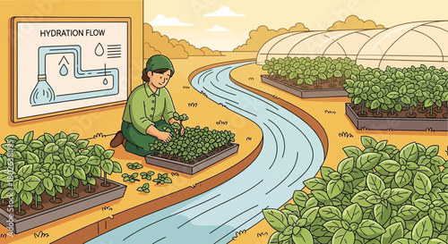 Watering flow for small business farming and plantation management system