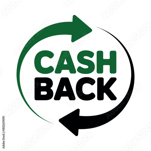Cashback offer with recycling arrows symbolizes financial return and savings.
