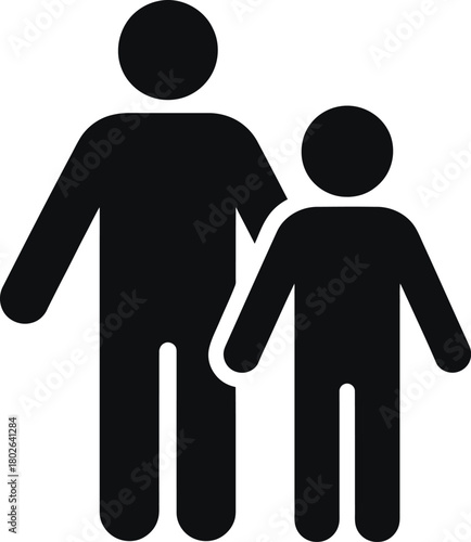 Father and son icon simple glyph vector illustration of parent and child isolated on white background