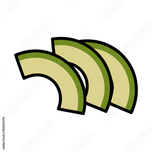 Overlapping Avocado Wedges in Fresh Food Arrangement