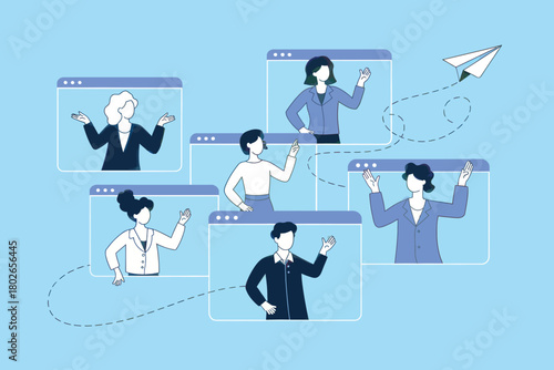 Diverse business team collaborating in a virtual online meeting