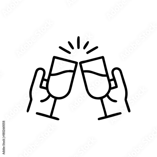 Hands clinking champagne glasses in celebration of new year  