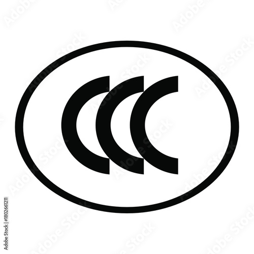 CCC (China Compulsory Certification) mark icon vector