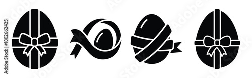 bunny banner Easter silhouette art, black color and white background