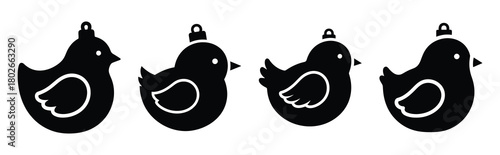 chick ornament Easter silhouette art, black color and white background