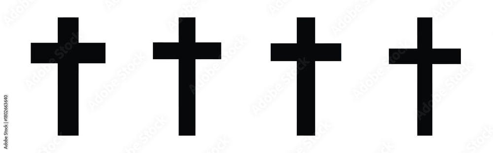 Fototapeta premium cross Easter silhouette art, black color and white background