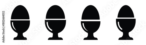 egg cup Easter silhouette art, black color and white background