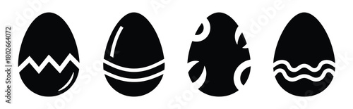 egg Easter silhouette art, black color and white background