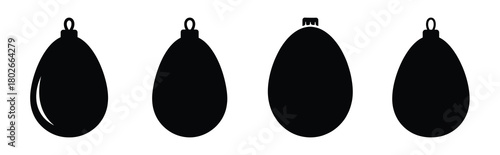 egg ornament Easter silhouette art, black color and white background
