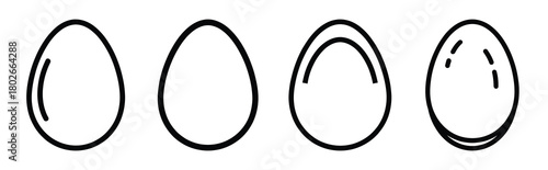 egg outline Easter silhouette art, black color and white background