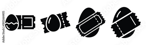 egg ticket Easter silhouette art, black color and white background