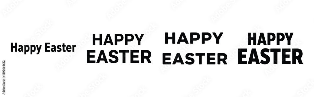 Fototapeta premium happy text Easter silhouette art, black color and white background