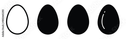 painted egg Easter silhouette art, black color and white background