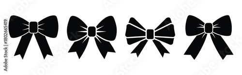 ribbon bow Easter silhouette art, black color and white background