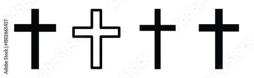 risen cross Easter silhouette art, black color and white background