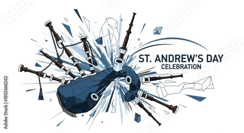 Celebrate St Andrew's Day with this dynamic bagpipe design, perfect for Scottish events, cultural promotions, and festive seasonal campaigns this year