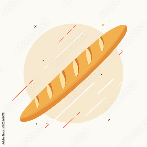 Illustration design plat de baguette de boulangerie simple et réaliste