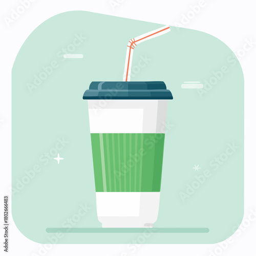 Illustration design plat de gobelet avec paille