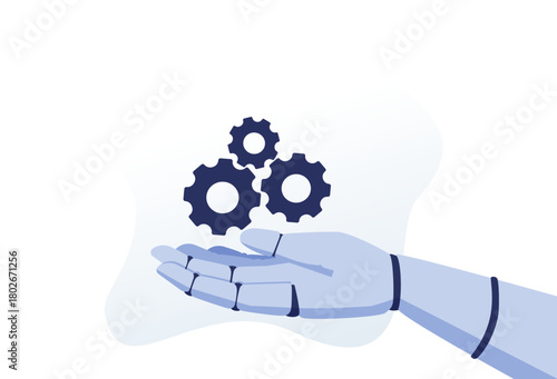 Agentic AI artificial intelligence vector illustration. Robotic processes automation data analysis, Procurement