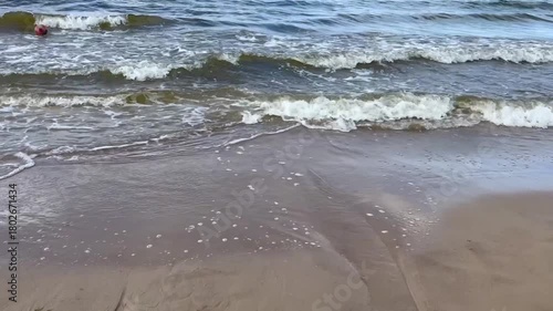 Beautiful sea sunset. Sandy beach, sea at sunset. Nature in the evening. High quality FullHD footage