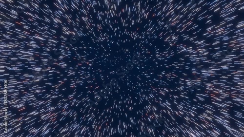 Hyperspace jump or teleport in light speed. Fast acceleration and slow down