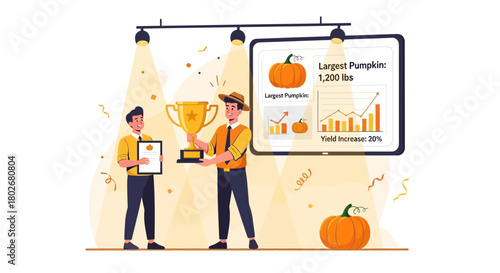 Annual Pumpkin Growing Competition Award Ceremony with Yield Increase Graphs