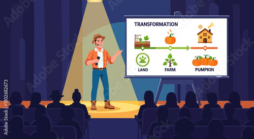 Inspiring agricultural transformation presentation captivates audience on stage