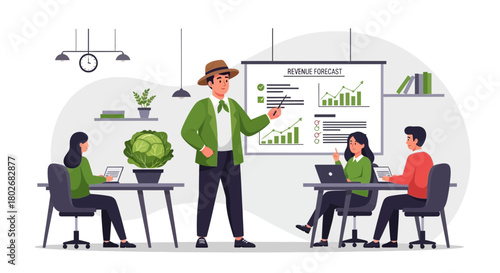 Dynamic presentation about revenue forecast with organic and eco-friendly approach