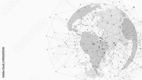 Global network connection concept. Big data visualization. Social network communication in the global computer networks. Internet technology. Business. Science. Vector illustration