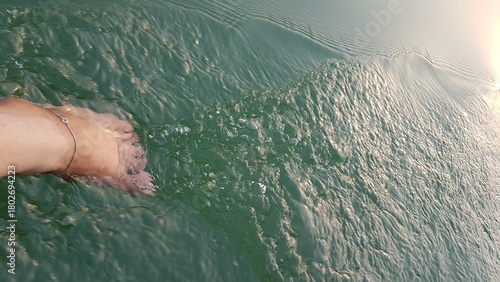 Photography Touching the water surface A serene moment captured in nature's embrace on a sun